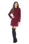 Wine Frill Front Dress