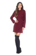 Wine Frill Front Dress