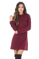 Wine Frill Front Dress