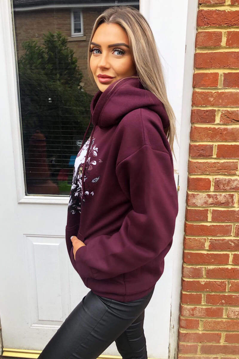 Wine Skull Printed Hoodie