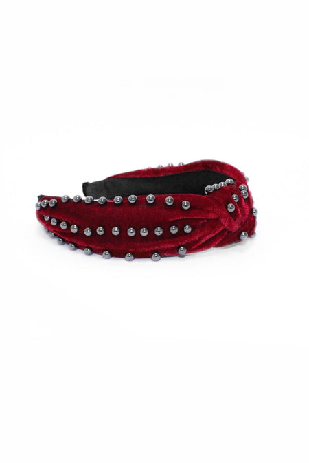 Wine Velvet Studded Knot Headband