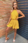 Yellow Floral High Neck Playsuit