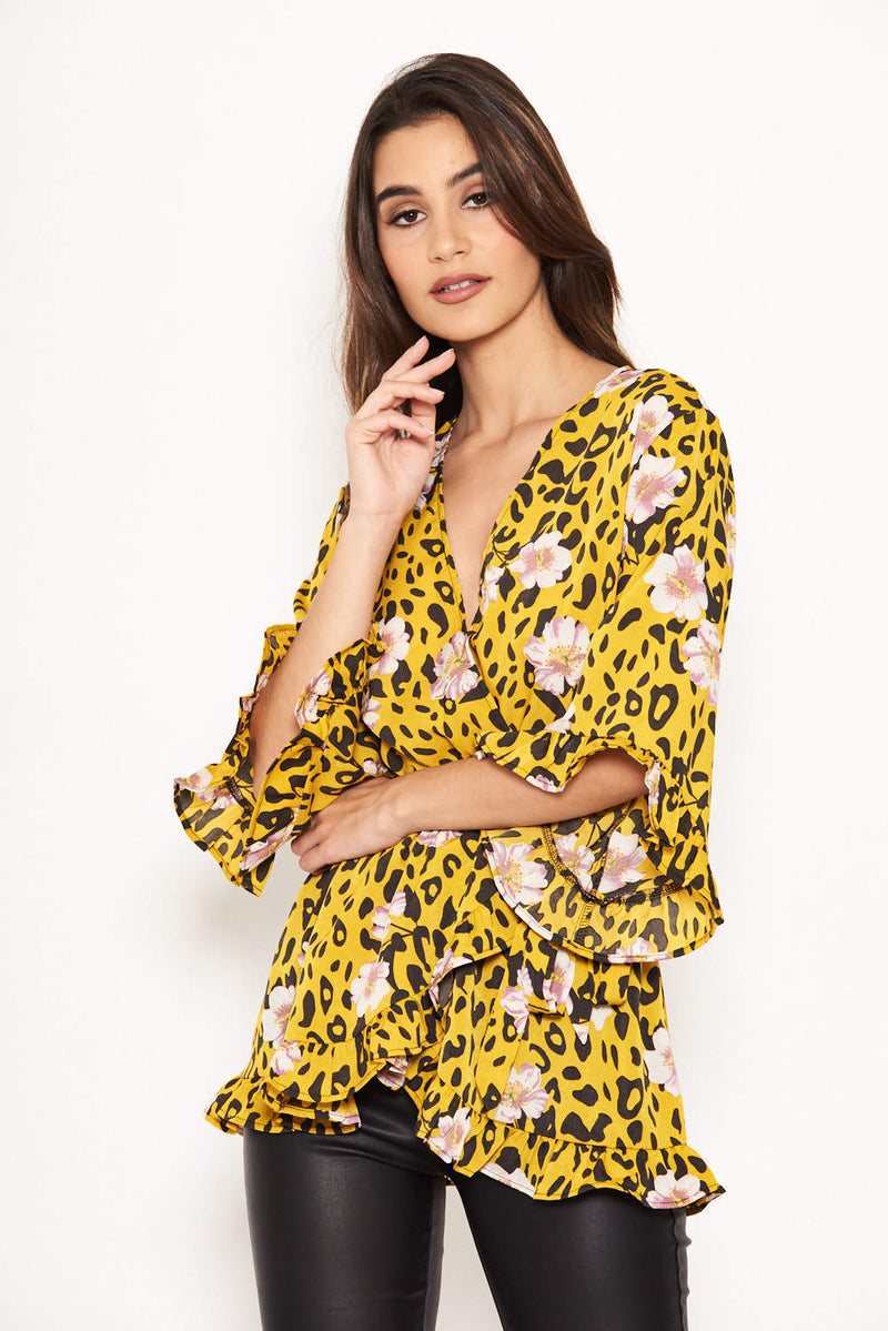 Yellow animal shop print top