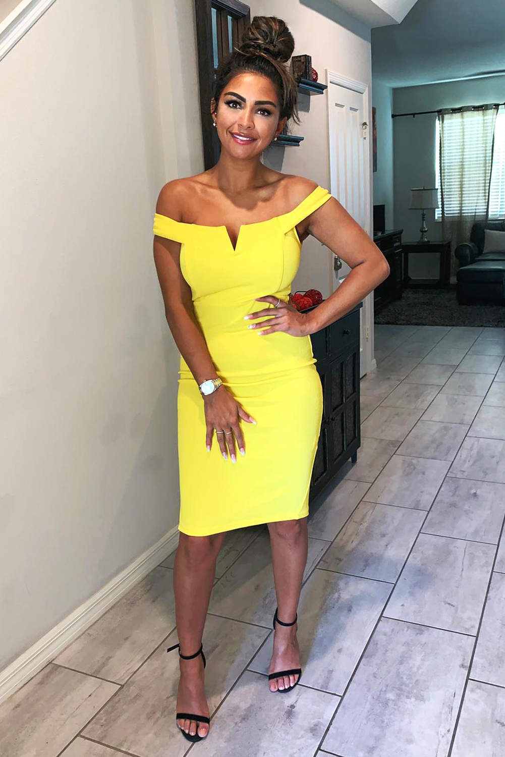 Yellow Bardot Bodycon Dress – AX Paris Yellow Bardot Bodycon Dress – AX Paris