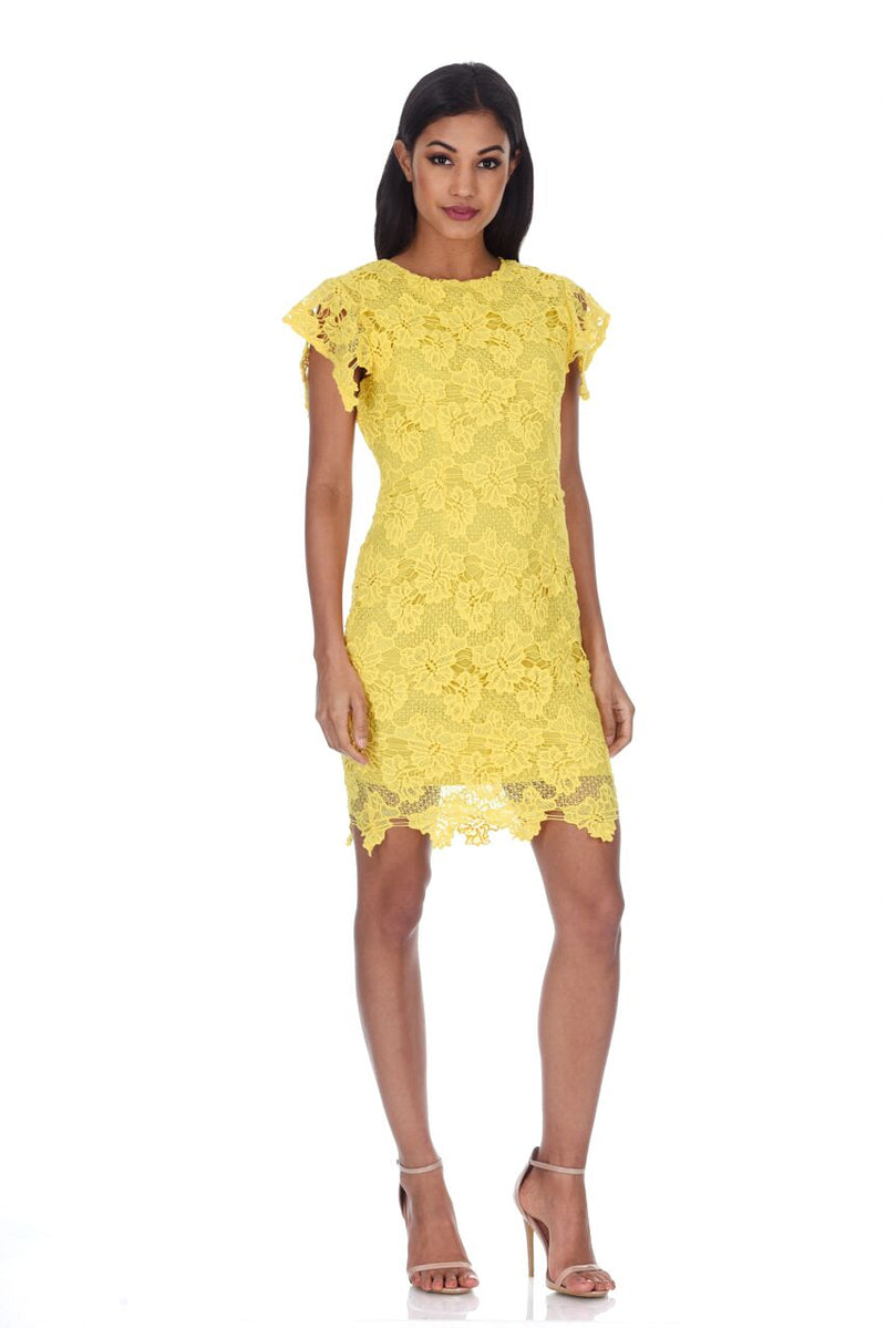 Yellow Crochet Midi Dress