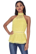 Yellow Crochet Peplum Top