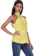 Yellow Crochet Peplum Top