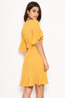 Yellow Frill Detail Wrap Dress