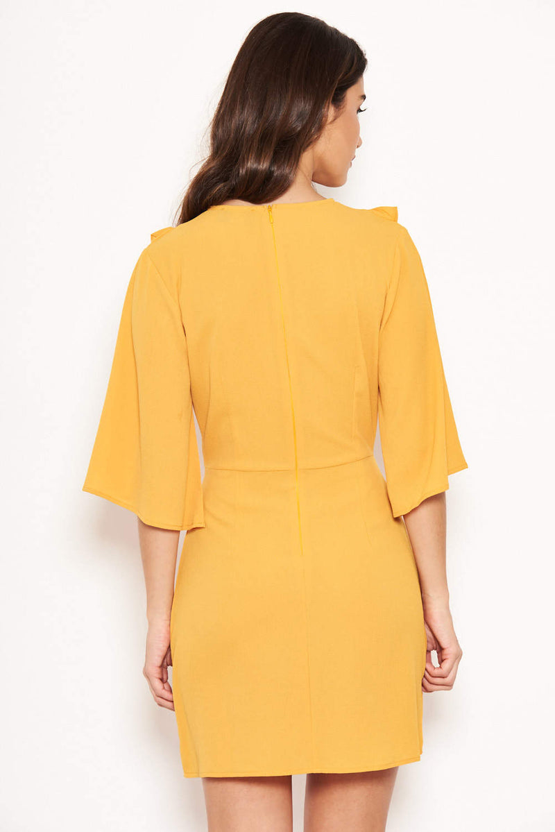 Yellow Frill Front Dress