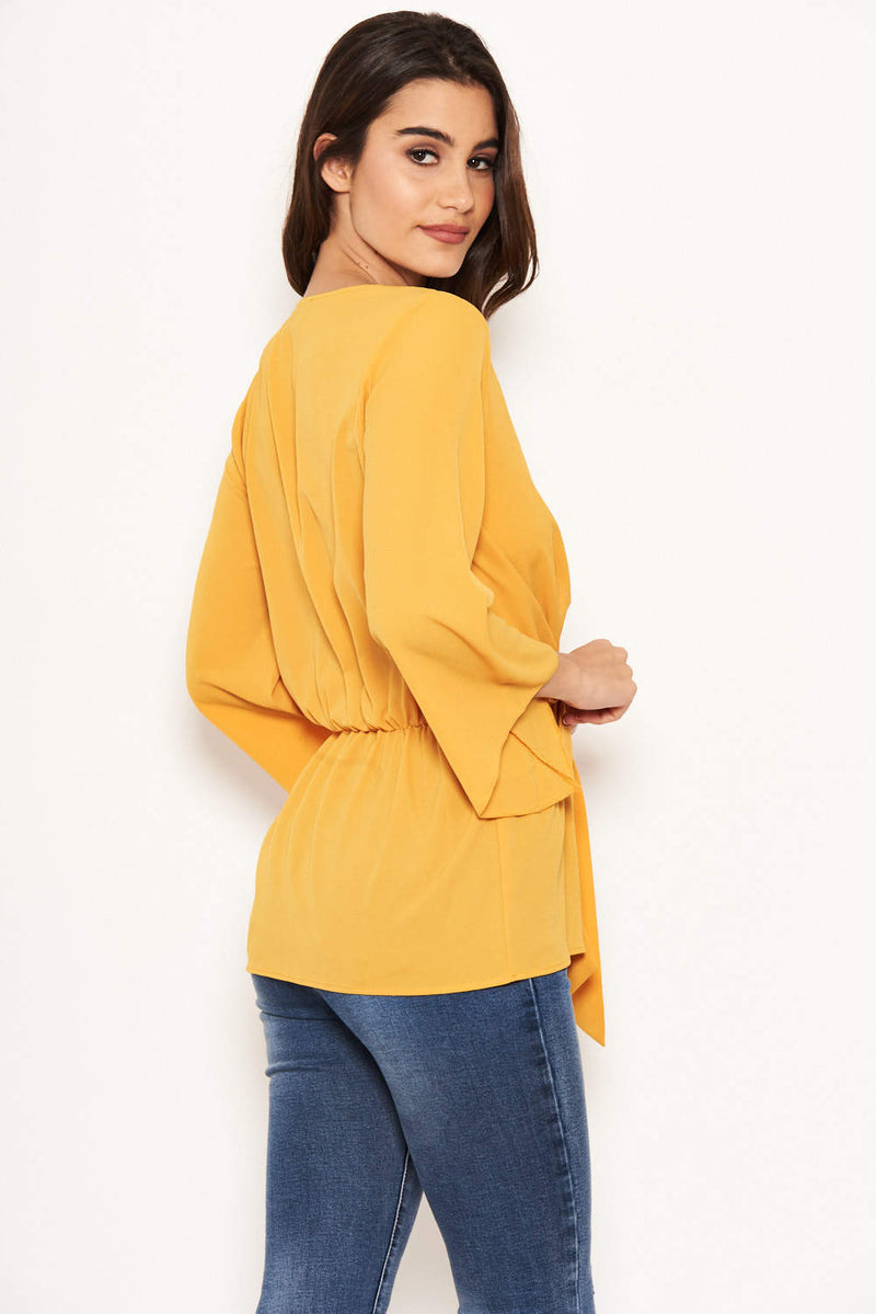 Yellow Front Tie Top