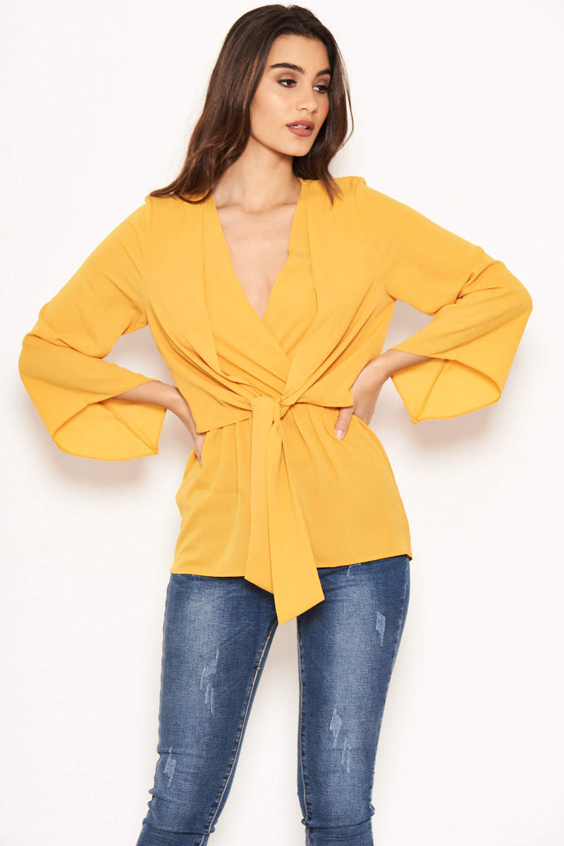 Yellow Front Tie Top