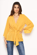 Yellow Front Tie Top