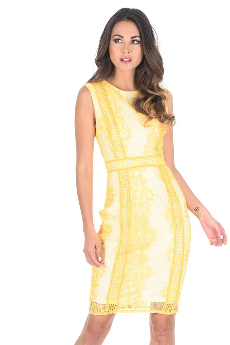 Yellow Lace Bodycon Dress AX Paris Yellow Lace Bodycon Dress AX Paris