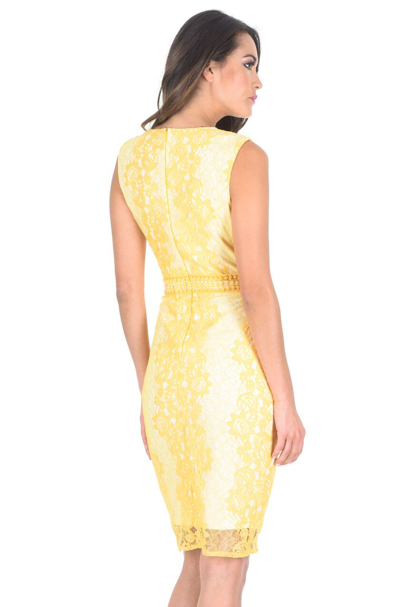 Yellow Lace Bodycon Dress AX Paris Yellow Lace Bodycon Dress AX Paris