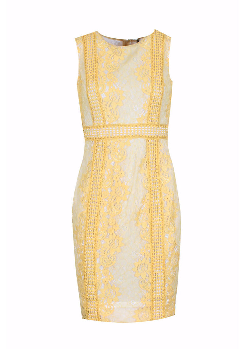 Yellow Lace Bodycon Dress AX Paris Yellow Lace Bodycon Dress AX Paris