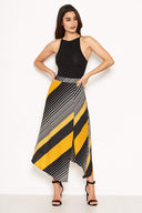 Yellow Multi Print Midi Skirt