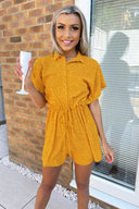 Yellow Polka Dot Button Up Playsuit