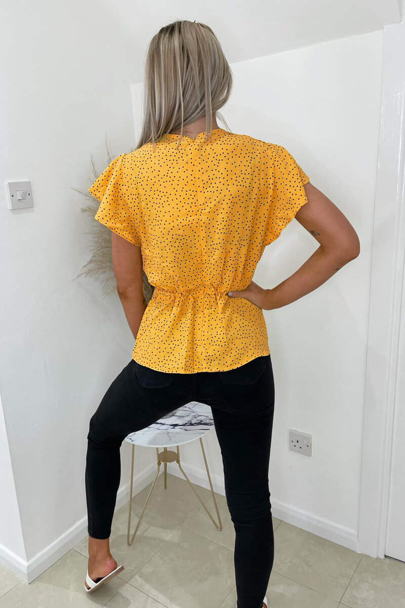 Yellow Polka Dot Wrap Over Top