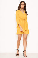 Yellow Tie Front Day Dress