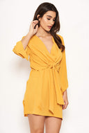 Yellow Tie Front Day Dress