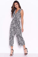 Zebra Pleated Culotte Jumpsuit