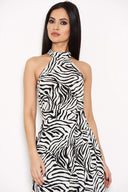 Zebra Print Choker Neck Dress