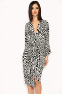 Zebra Print Wrap Dress