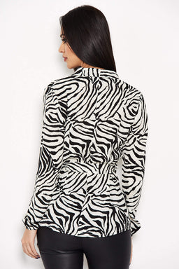 Zebra Printed Tie Waist Top