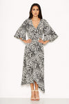 Zebra Print Wrap Maxi Dress