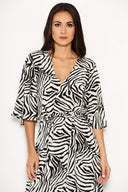 Zebra Print Wrap Maxi Dress