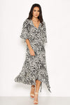 Zebra Print Wrap Maxi Dress