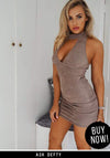 Mocha Faux Suede Mini Dress