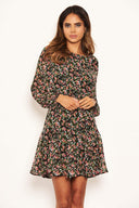 Black Chiffon Ditsy Floral Dress