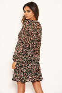 Black Chiffon Ditsy Floral Dress