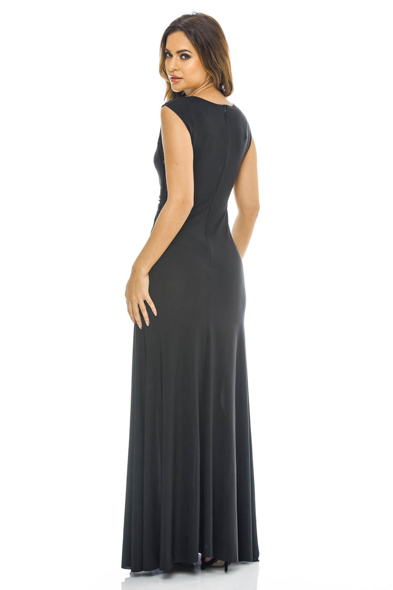 Black  Maxi Dress with Lace Insert Detail