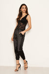 Black Lace V Neck Bodysuit