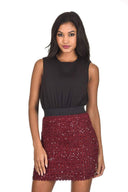 Black And Plum 2 in 1 Mini Dress