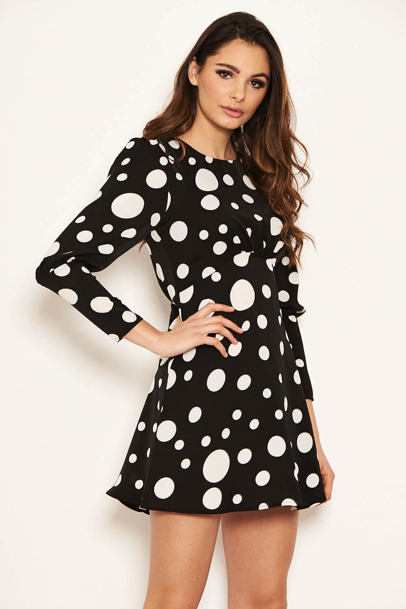 Black Polka Dot Long Sleeve Dress – AX Paris