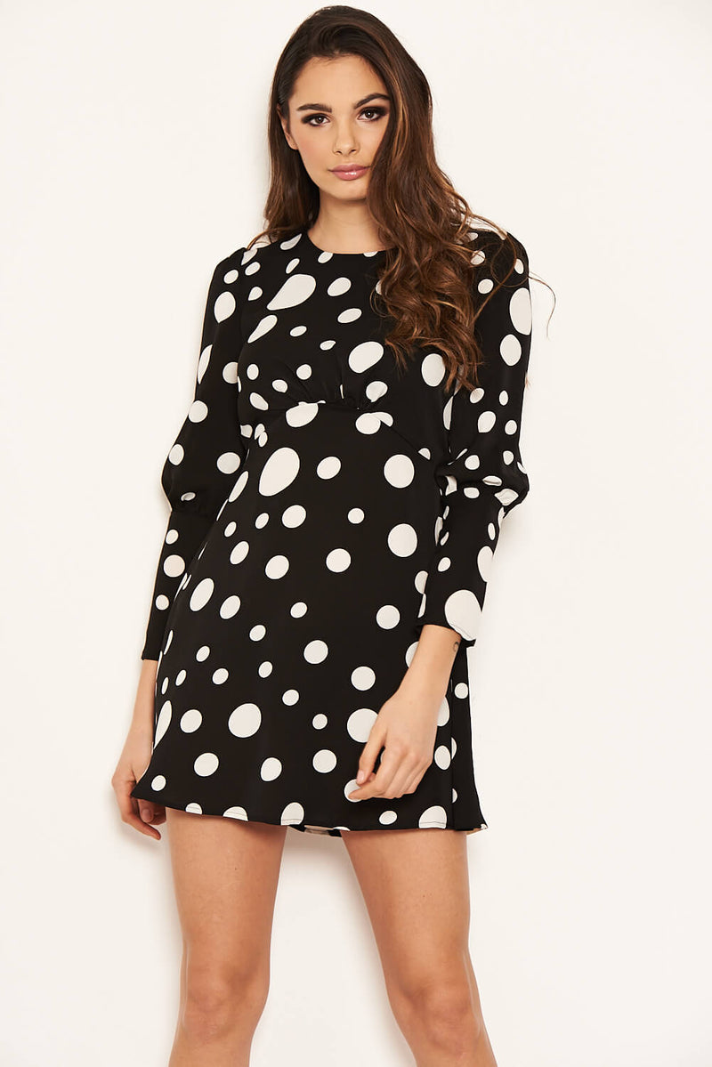 Black Polka Dot Long Sleeve Dress – AX Paris