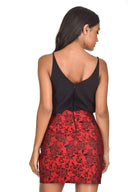 Black/Red Floral Two In One Dress