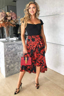 Black And Red Floral 2 in 1 Dress