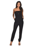 Black Strapless Lace Embellished Jumpsuit