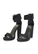 Black Suede Heels With Chunky Heel