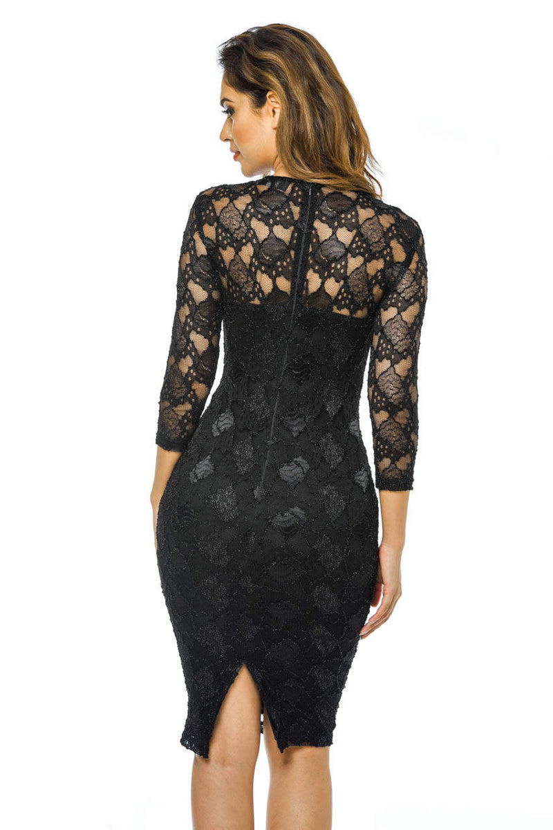 Black Sequin 3/4 Sleeve Bodycon Dress – AX Paris