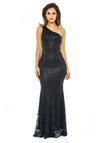 Black Sequin One Shoulder Maxi Dress