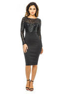 Black 2 in 1 Sequin Midi Bodycon Dress