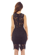 Black Crochet Lace Dress with Sleeveless Detail