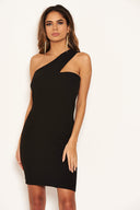 Black One Shoulder Cut Out Bodycon Dress