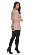 Blush Cable Knit Ladder Back Jumper