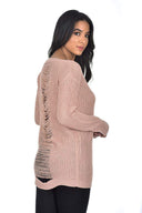 Blush Cable Knit Ladder Back Jumper